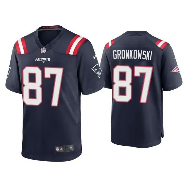 Cheap Men New England Patriots 87 Rob Gronkowski Nike Navy Game NFL Jersey